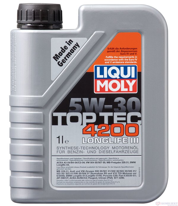 МАСЛО ДВИГАТЕЛНО LIQUI MOLY TOP TEC 4200 5W30 1 Л.