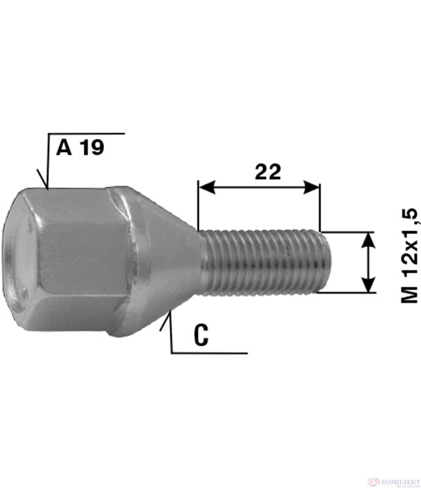 БОЛТ ДЖАНТА DAEWOO L 22 M 12X1.5 C A 19 - ETE