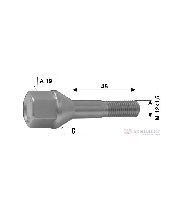 БОЛТ ДЖАНТА OPEL L 45 M 12X1.5 C A 19 - ETE