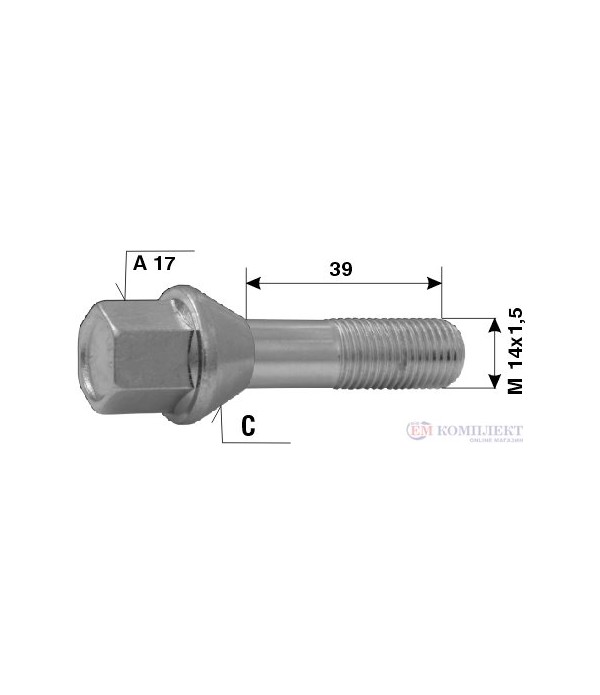 БОЛТ ДЖАНТА VOLKSWAGEN L 39 M 14X1.5 C A 17 - ETE