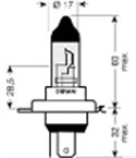 КРУШКА ФАР ХАЛОГЕННА H4 /64193ALS 60/55W 12V P43t FS1 / ALL SEASON SUPER - OSRAM