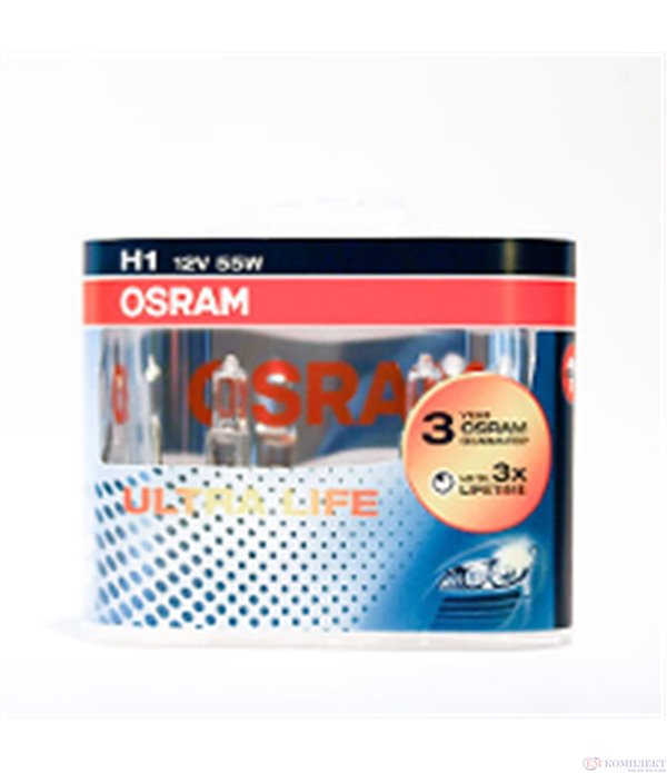 КРУШКА ФАР ХАЛОГЕННА H1 /64150ULT 55W 12V P14,5s Duobox / ULTRA LIFE - OSRAM