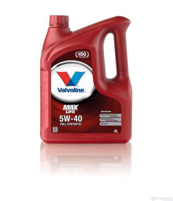 МАСЛО ДВИГАТЕЛНО VALVOLINE MAXLIFE 5W40 4 Л.