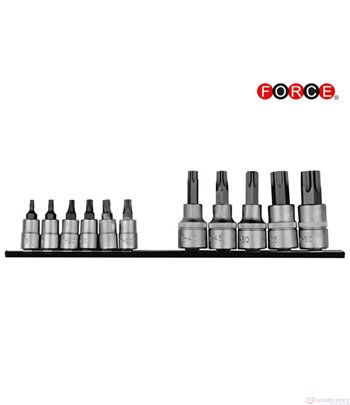 ВЛОЖКИ 1/4'' & 3/8'' НАКРАЙНИК TORX (Т10-Т40)  11 БР. К-Т - FORCE