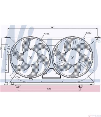 ПЕРКА ВЕНТИЛАТОРНА PEUGEOT PARTNER (1996-) 1.9 D - NISSENS