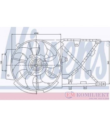 ПЕРКА ВЕНТИЛАТОРНА OPEL VECTRA B HATCHBACK (1995-) 2.2 DTI 16V - NISSENS