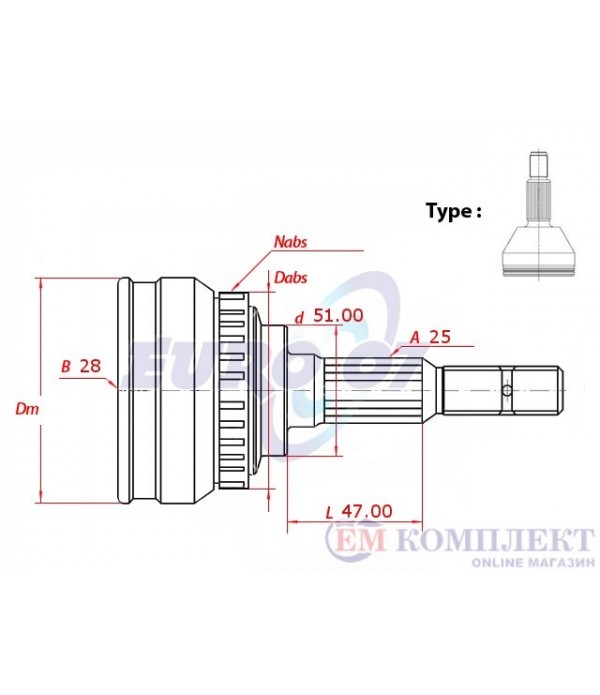 КАРЕ ПОЛУОС ВЪНШНО КОМПЛЕКТ ALFA ROMEO 147 (2001-) 1.9 JTD 16V - METELLI