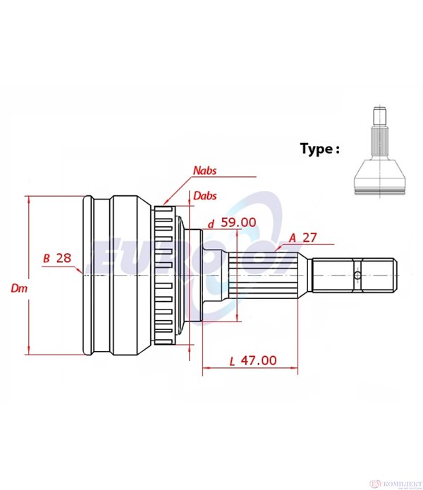 КАРЕ ПОЛУОС ВЪНШНО КОМПЛЕКТ ALFA ROMEO 166 (1998-) 2.5 V6 24V - METELLI
