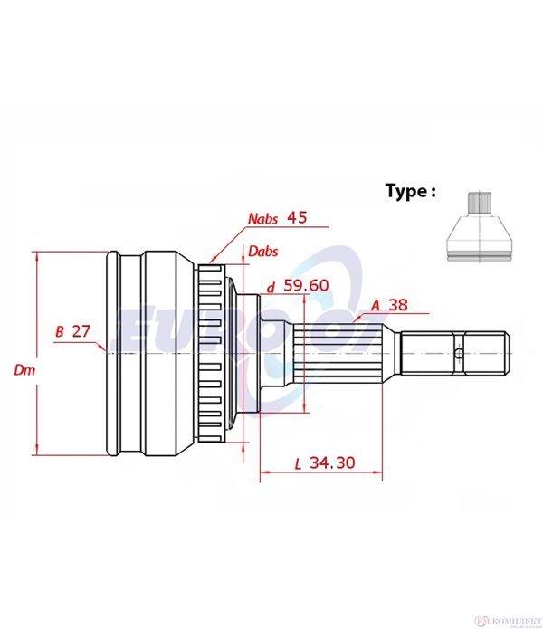 КАРЕ ПОЛУОС ВЪНШНО С ABS КОМПЛЕКТ AUDI A4 (2004-) 1.9 TDI - METELLI