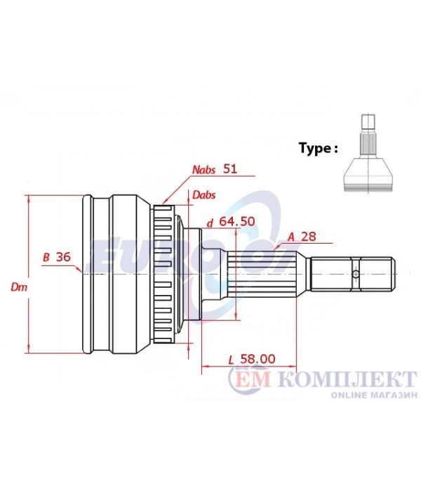 КАРЕ ПОЛУОС ВЪНШНО С ABS КОМПЛЕКТ NISSAN INTERSTAR (2002-) dCi 80 - METELLI