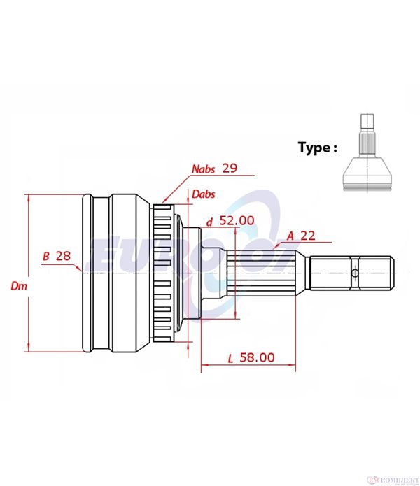 КАРЕ ПОЛУОС ВЪНШНО С ABS КОМПЛЕКТ VAUXHALL COMBO MK II (2001-) 1.3 CDTI 16V - METELLI