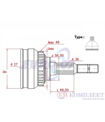 КАРЕ ПОЛУОС ВЪНШНО С ABS КОМПЛЕКТ VOLVO S80 I (1998-) 2.9 - METELLI