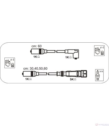 КАБЕЛИ СВЕЩИ VOLKSWAGEN PASSAT SEDAN (1984-) 1.6 - JANMOR