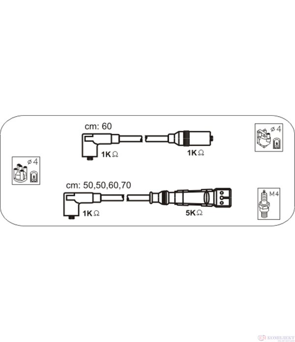 КАБЕЛИ СВЕЩИ VOLKSWAGEN GOLF II (1983-) 1.3 - JANMOR