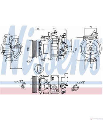 КОМПРЕСОР КЛИМАТИК AUDI A4 (2004-) 2.0 TFSI - NISSENS