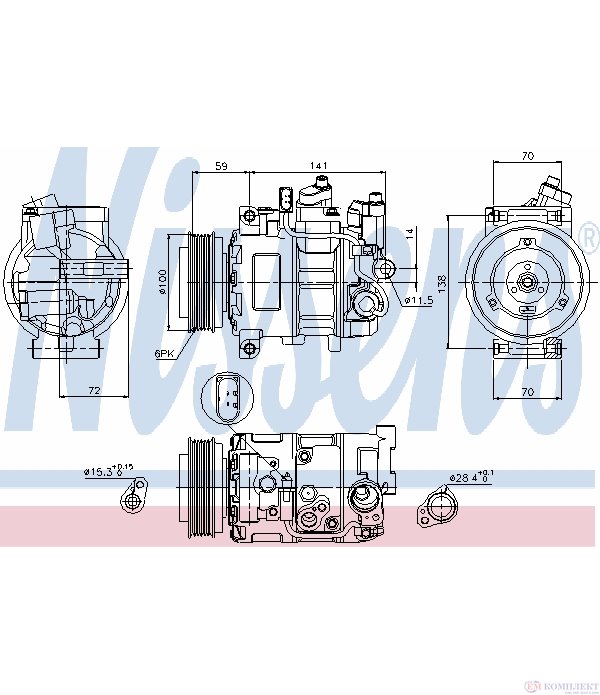 КОМПРЕСОР КЛИМАТИК AUDI A4 (2004-) 2.0 TFSI - NISSENS