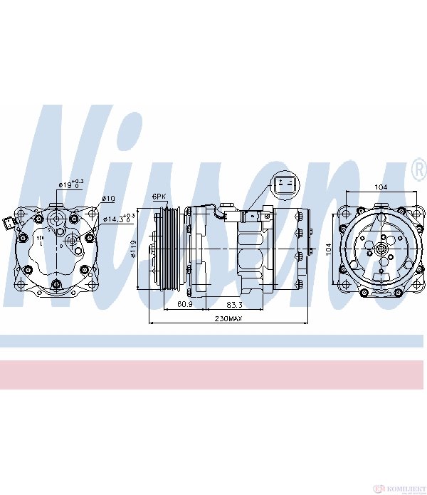 КОМПРЕСОР КЛИМАТИК CITROEN C5 BREAK (2004-) 1.6 HDi - NISSENS