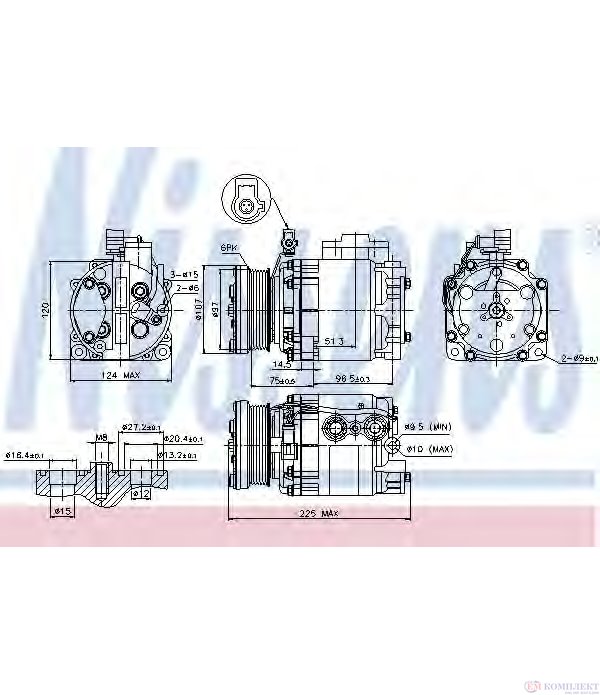 КОМПРЕСОР КЛИМАТИК FORD TOURNEO CONNECT (2002-) 1.8 Di - NISSENS