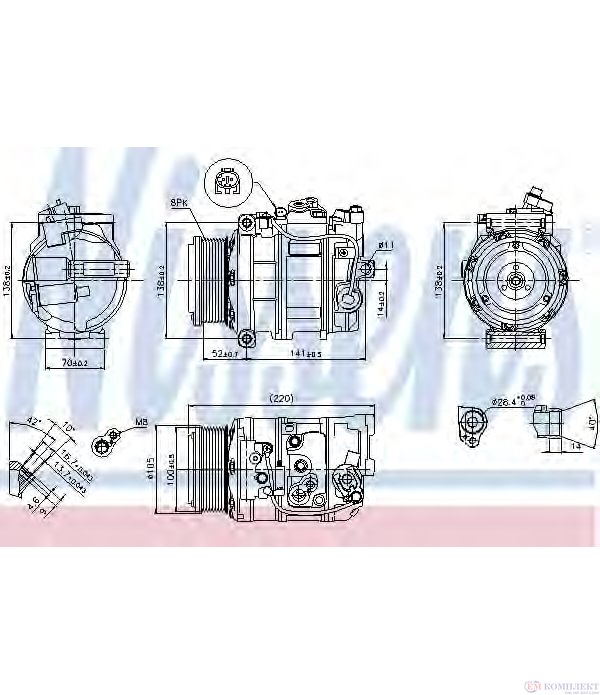 КОМПРЕСОР КЛИМАТИК MERCEDES R CLASS W251, V251 (2006-) R 320 CDI 4-matic - NISSENS