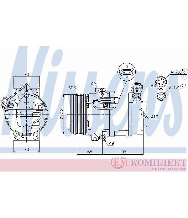 КОМПРЕСОР КЛИМАТИК OPEL ASTRA H COMBI (2004-) 1.4 LPG - NISSENS