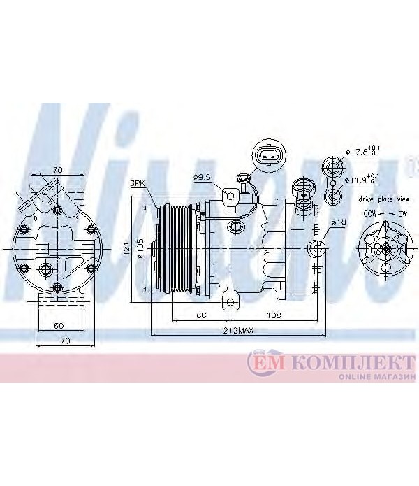 КОМПРЕСОР КЛИМАТИК OPEL ASTRA G COMBI (1998-) 2.0 DI - NISSENS