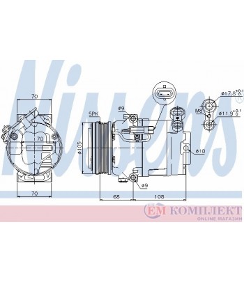 КОМПРЕСОР КЛИМАТИК OPEL ASTRA H GTC (2005-) 2.0 Turbo - NISSENS