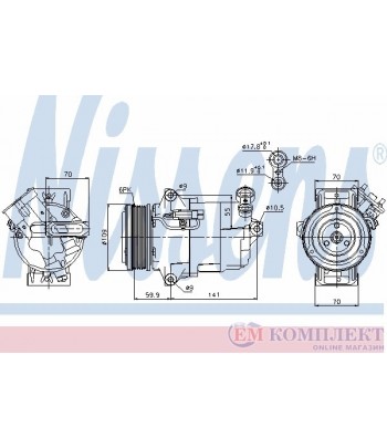 КОМПРЕСОР КЛИМАТИК OPEL ASTRA H GTC (2005-) 1.9 CDTi 16V - NISSENS