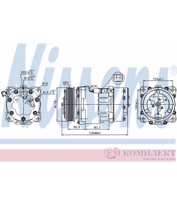 КОМПРЕСОР КЛИМАТИК PEUGEOT 307 (2000-) 1.4 HDi - NISSENS