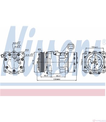 КОМПРЕСОР КЛИМАТИК PEUGEOT 307 BREAK (2002-) 1.6 HDi - NISSENS