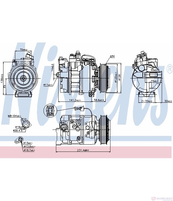 КОМПРЕСОР КЛИМАТИК SAAB 9-5 COMBI (1998-) 3.0 V6 - NISSENS