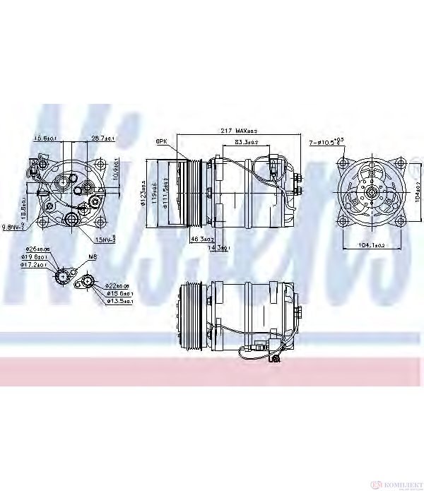 КОМПРЕСОР КЛИМАТИК VOLVO V70 I COMBI (1996-) 2.5 Bifuel - NISSENS