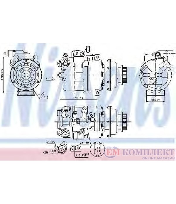 КОМПРЕСОР КЛИМАТИК VOLKSWAGEN TOUAREG (2002-) 3.0 V6 TDI - NISSENS