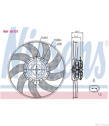 ПЕРКА ВЕНТИЛАТОРНА AUDI A5 CABRIOLET (2009-) 3.0 TDI quattro - NISSENS