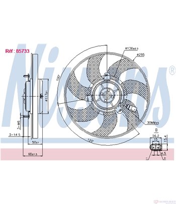 ПЕРКА ВЕНТИЛАТОРНА VOLKSWAGEN PASSAT (2010-) 3.6 FSI 4motion - NISSENS