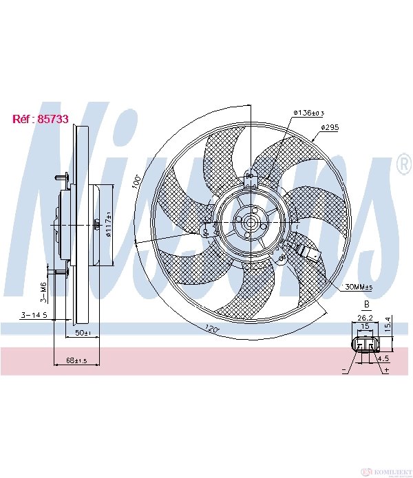 ПЕРКА ВЕНТИЛАТОРНА VOLKSWAGEN PASSAT (2005-) 3.6 R36 4motion - NISSENS