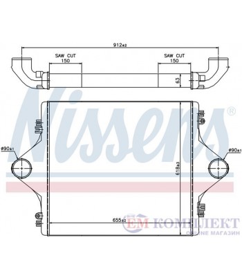 РАДИАТОР ИНТЕРКУЛЕР MAN F 2000 (1994-) 27.403 DFAC - NISSENS