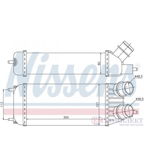 РАДИАТОР ИНТЕРКУЛЕР PEUGEOT EXPERT (2007-) 1.6 HDi 90 - NISSENS