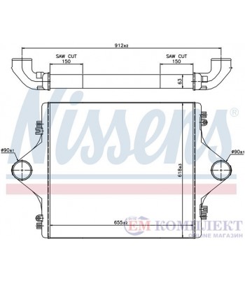 РАДИАТОР ИНТЕРКУЛЕР MAN F 2000 (1994-) 19.464 FK, FLK, F-KI, FL-KI - NISSENS