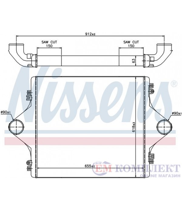 РАДИАТОР ИНТЕРКУЛЕР MAN F 2000 (1994-) 19.463 FAC - NISSENS