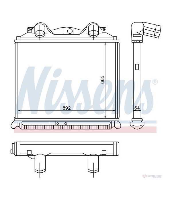 РАДИАТОР ИНТЕРКУЛЕР MAN TGA (2000-) 18.350, 18.360 FAS, FALS, FHLS, FHLS/M - NISSENS