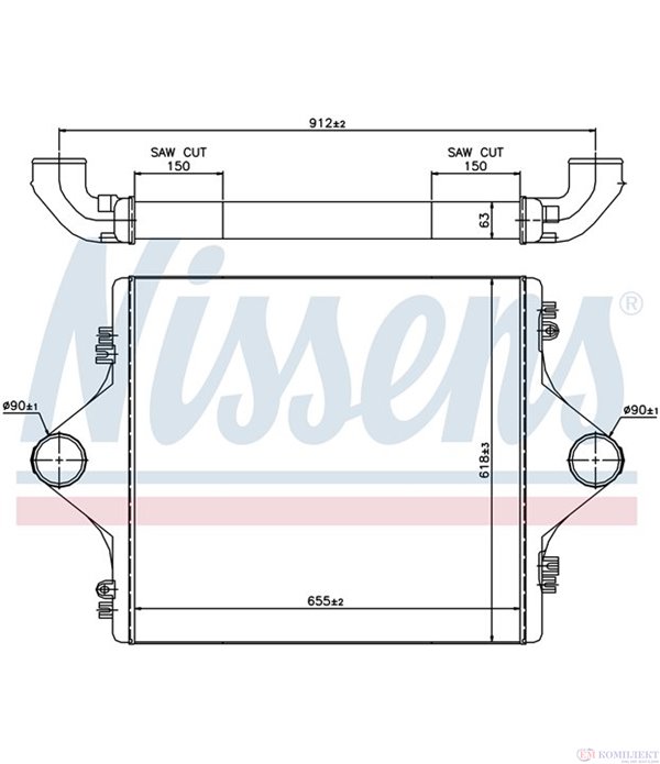 РАДИАТОР ИНТЕРКУЛЕР MAN F 2000 (1994-) 27.343 DFS - NISSENS