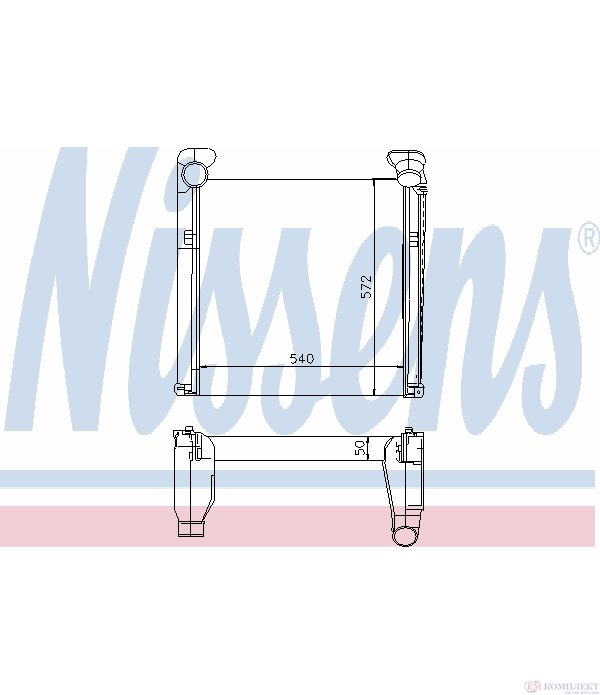 РАДИАТОР ИНТЕРКУЛЕР MAN L 2000 (1993-) 10.145 LC,10.145 LLC, LRC, LLRC (LE140C) - NISSENS