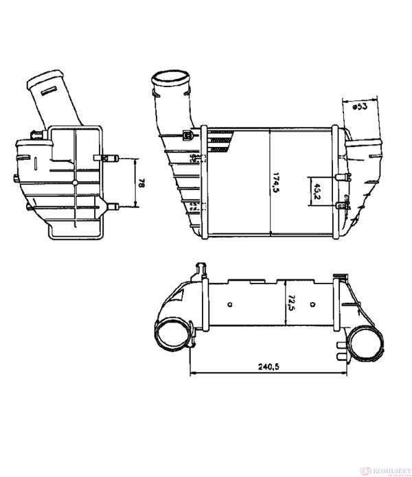 РАДИАТОР ИНТЕРКУЛЕР AUDI A4 (1995-) 2.5 TDI quattro - NRF
