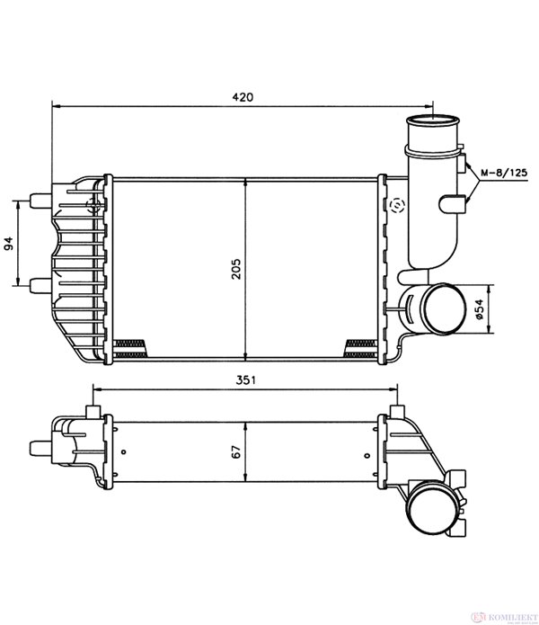 РАДИАТОР ИНТЕРКУЛЕР PEUGEOT BOXER (1994-) 2.5 TD - NRF