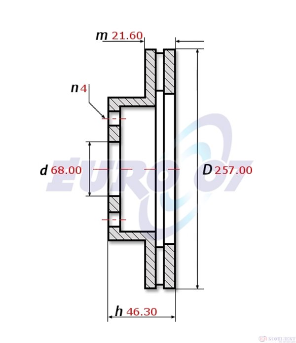 ДИСК СПИРАЧЕН ПРЕДЕН ВЕНТИЛИРАН AUDI 100 (1976-) 2.1 - METELLI