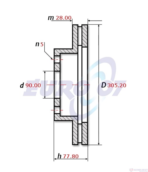 ДИСК СПИРАЧЕН ПРЕДЕН ВЕНТИЛИРАН LANCIA KAPPA SW (1996-) 2.0 20V - METELLI