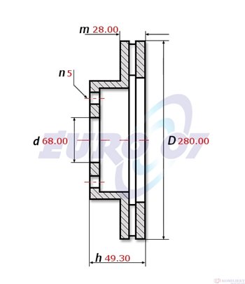 ДИСК СПИРАЧЕН ПРЕДЕН ВЕНТИЛИРАН NISSAN PRIMERA COMBI (2002-) 1.6 Visia - METELLI