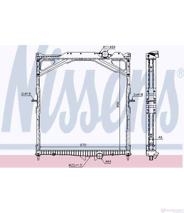 РАДИАТОР ВОДЕН VOLVO FH 16 (1993-) FH 16/540, FH 16/550 - NISSENS
