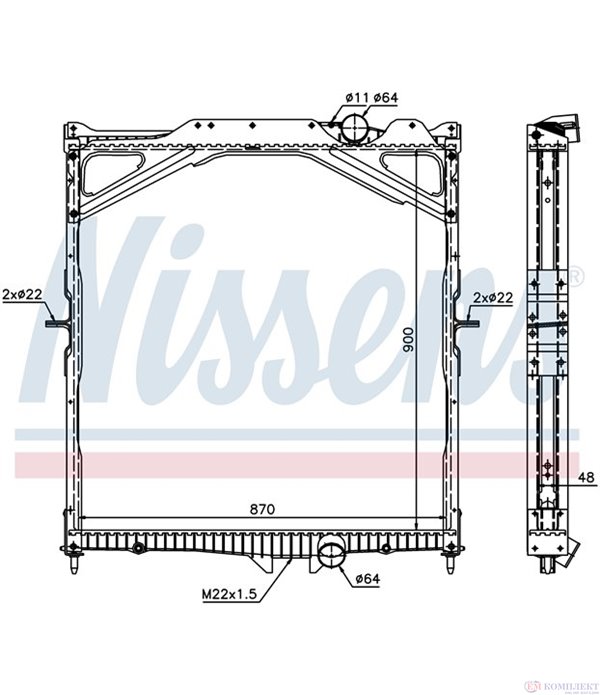 РАДИАТОР ВОДЕН VOLVO FH 16 (1993-) FH 16/540, FH 16/550 - NISSENS