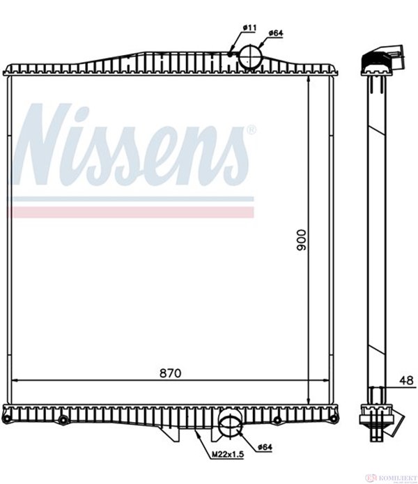 РАДИАТОР ВОДЕН VOLVO FH 16 (1993-) FH 16/540, FH 16/550 - NISSENS